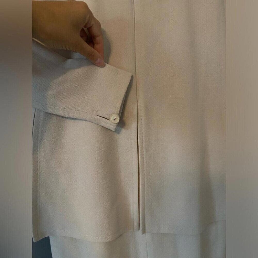 Cream 90s Vintage Blazer Dress Medium Quiet Luxury Minimalist Corporate Chic - Picture 3 of 14